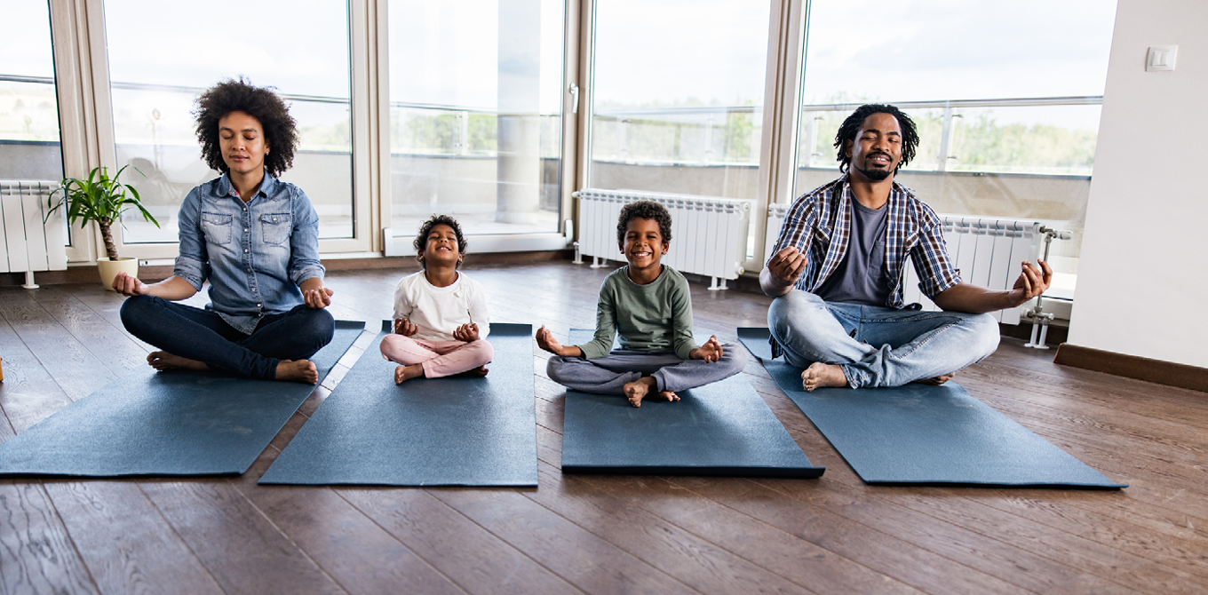 Family doing yoga